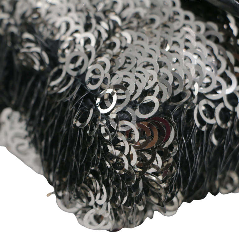 Chanel Black White Sequin Small Single Flap