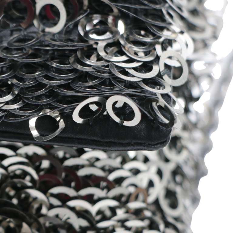 Chanel Black White Sequin Small Single Flap