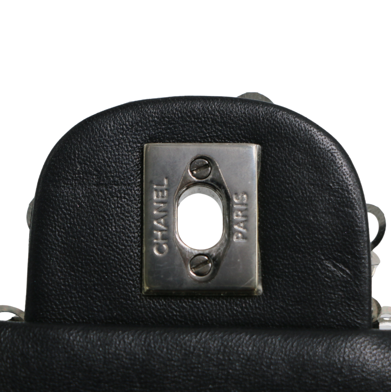 Chanel Black White Sequin Small Single Flap