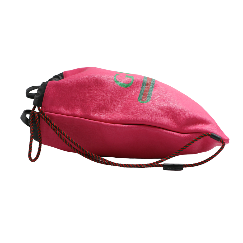 Gucci Hot Pink Leather Trademark Logo Large Backpack 516639