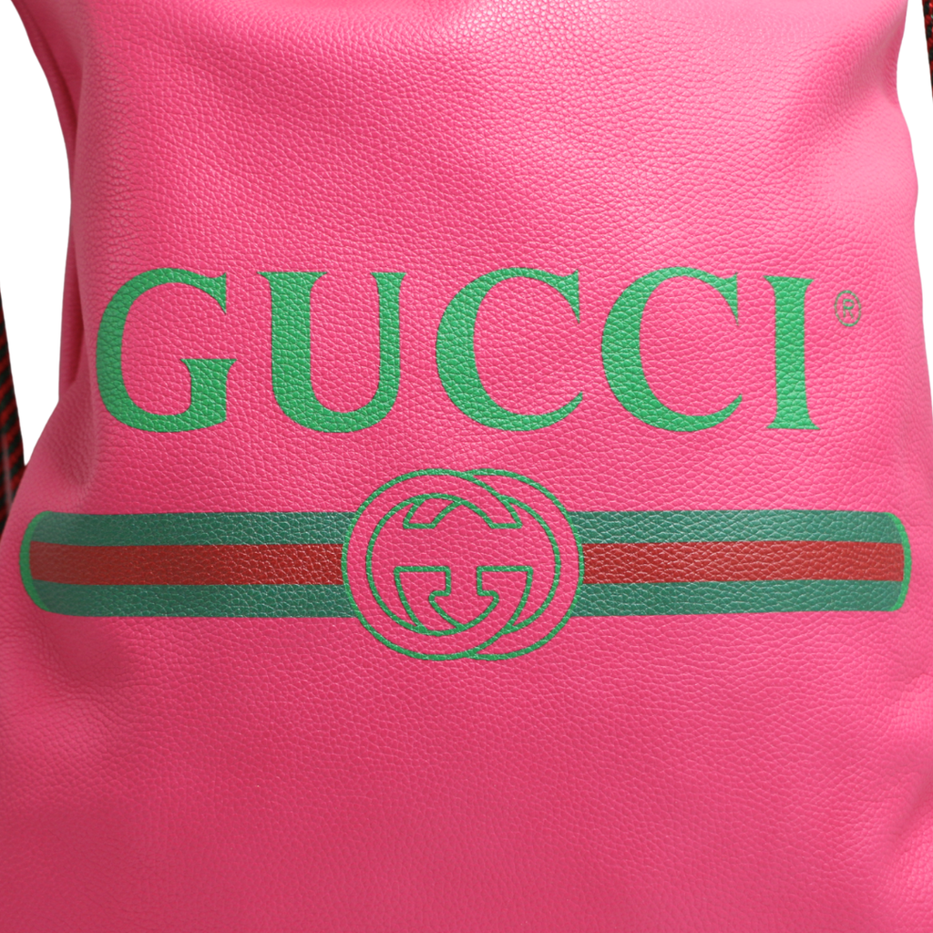 Gucci Hot Pink Leather Trademark Logo Large Backpack 516639
