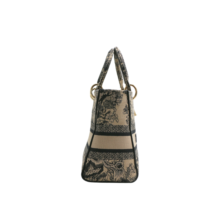 Christian Dior Canvas Embroidered Medium Lady D-Lite Handbag