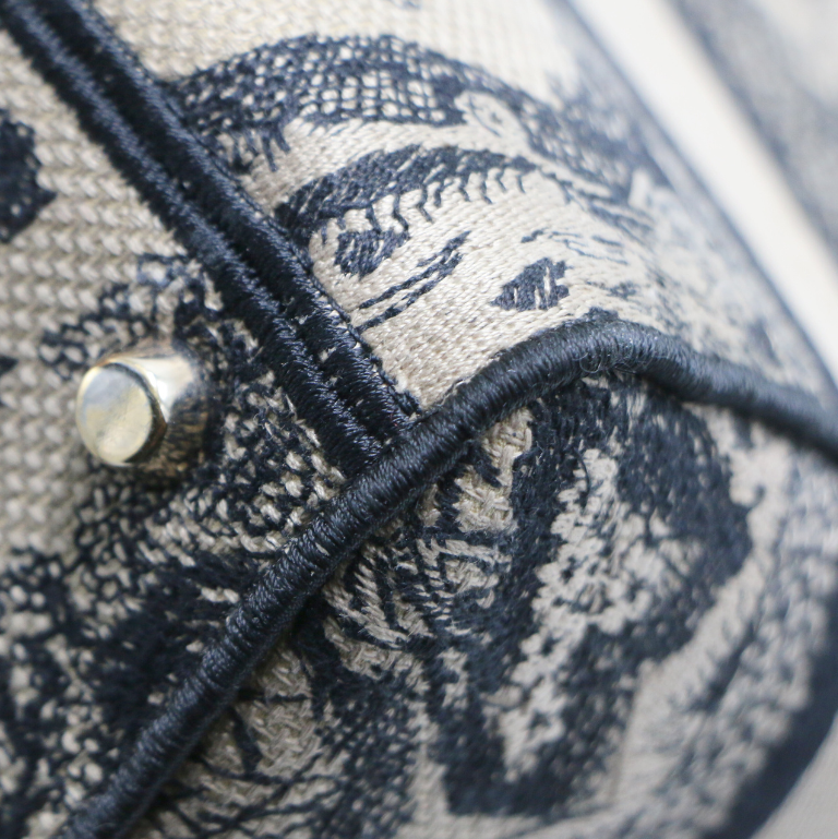 Christian Dior Canvas Embroidered Medium Lady D-Lite Handbag