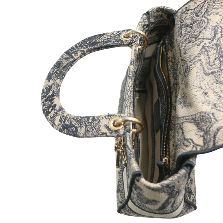 Christian Dior Canvas Embroidered Medium Lady D-Lite Handbag