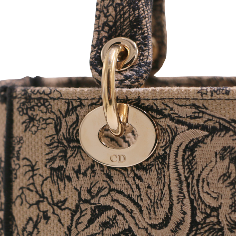 Christian Dior Canvas Embroidered Medium Lady D-Lite Handbag
