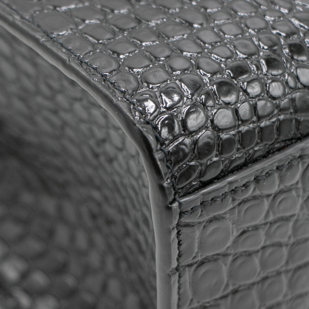 Saint Laurent Manhattan Embossed Shoulder Bag Black