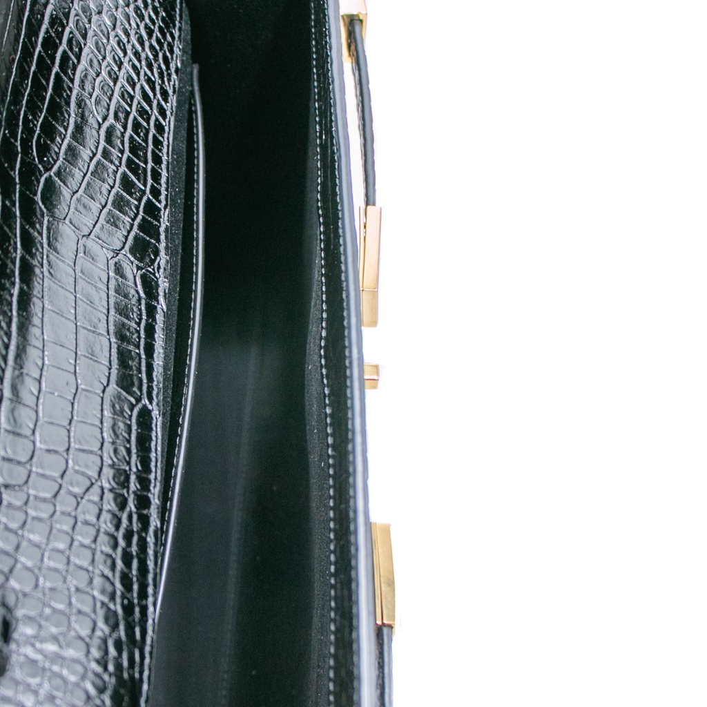 Saint Laurent Manhattan Embossed Shoulder Bag Black