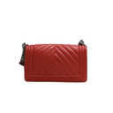 Chanel Calfskin Chevron Quilted Meidum Boy Flap