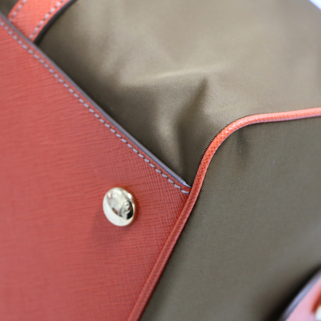 Prada Re-Edition Camel 1978 Medium Re-nylon And Saffiano Leather Two-handle Bag