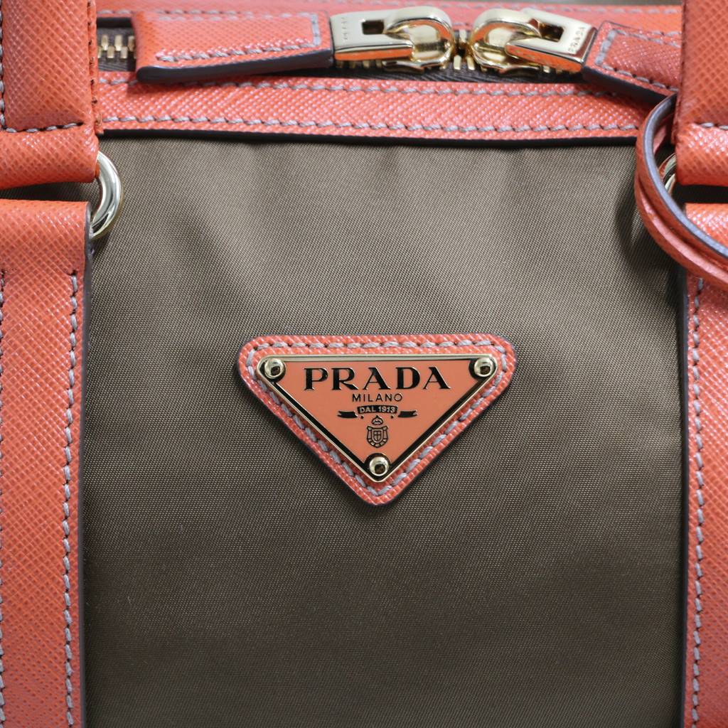 Prada Re-Edition Camel 1978 Medium Re-nylon And Saffiano Leather Two-handle Bag