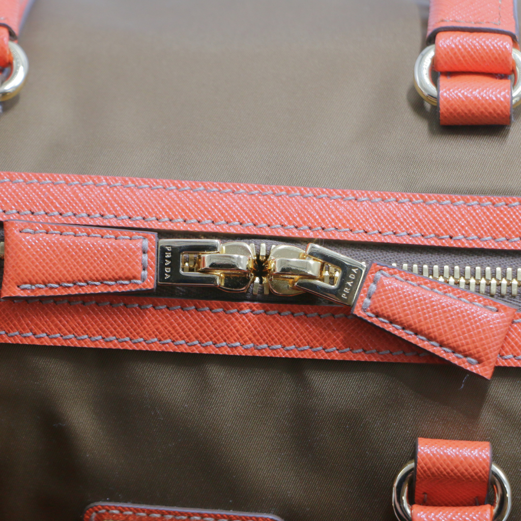 Prada Re-Edition Camel 1978 Medium Re-nylon And Saffiano Leather Two-handle Bag