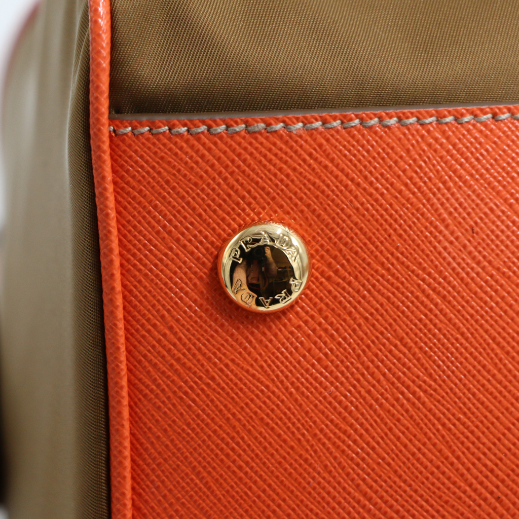 Prada Re-Edition Camel 1978 Medium Re-nylon And Saffiano Leather Two-handle Bag