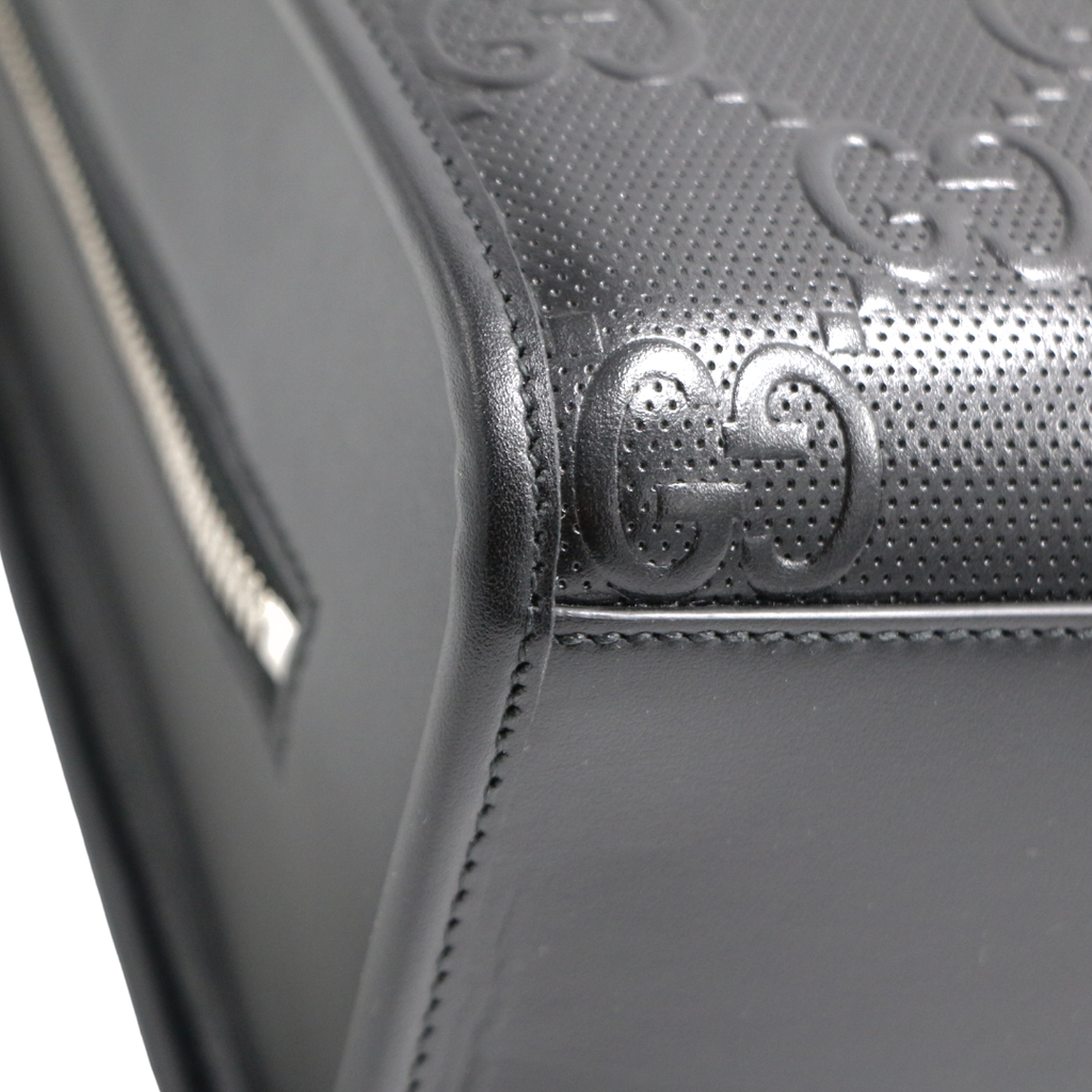 Gucci Jumbo GG Embossed Calfskin Medium Briefcase Black 725165