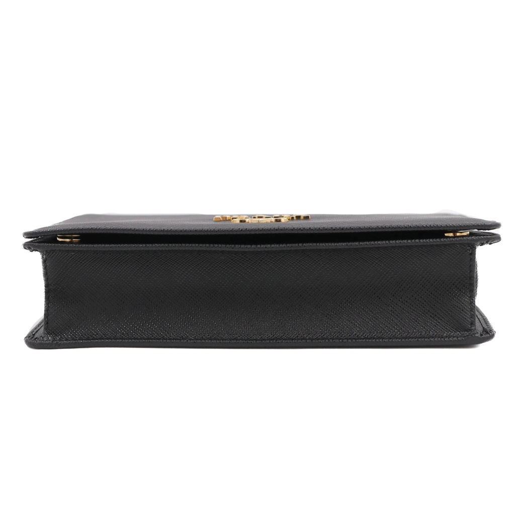 Prada Saffiano Leather Wallet On Chain Black