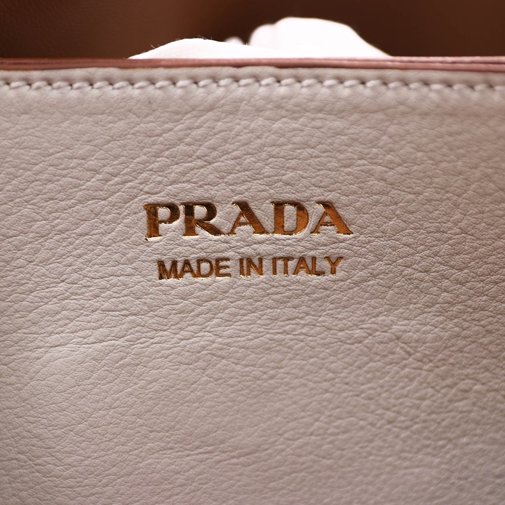 Prada Buckle Small Leather Handbag With Double Belt White