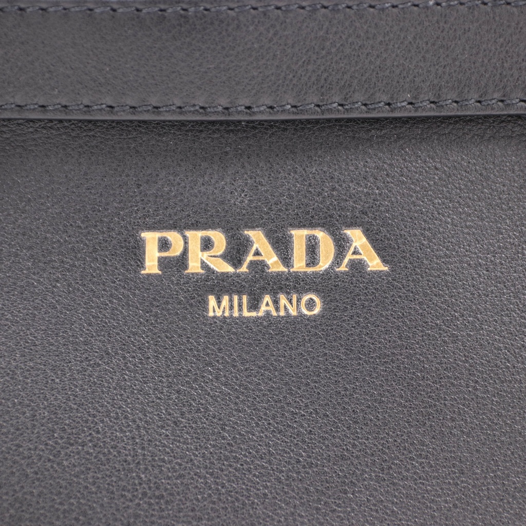 Prada Buckle Small Leather Handbag With Double Belt Black