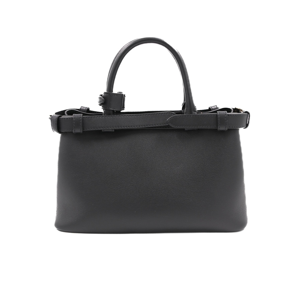 Prada Buckle Small Leather Handbag With Double Belt Black