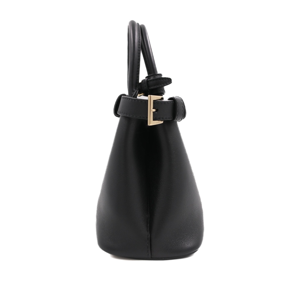 Prada Buckle Small Leather Handbag With Double Belt Black