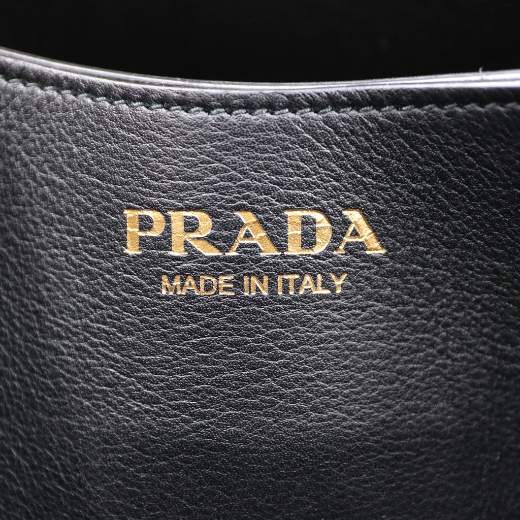 Prada Buckle Small Leather Handbag With Double Belt Black