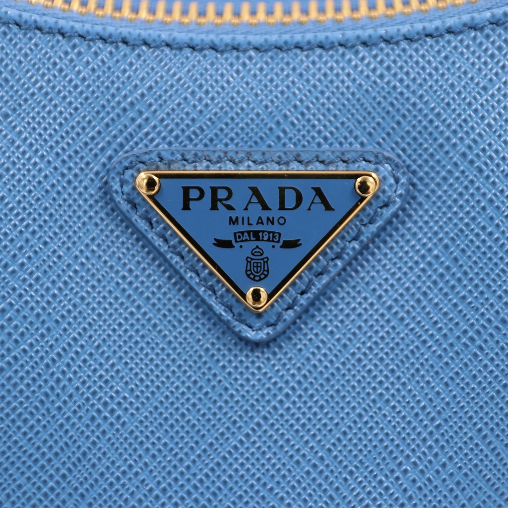 Prada Enameled Metal Triangle Re-Edition Blue 2005
