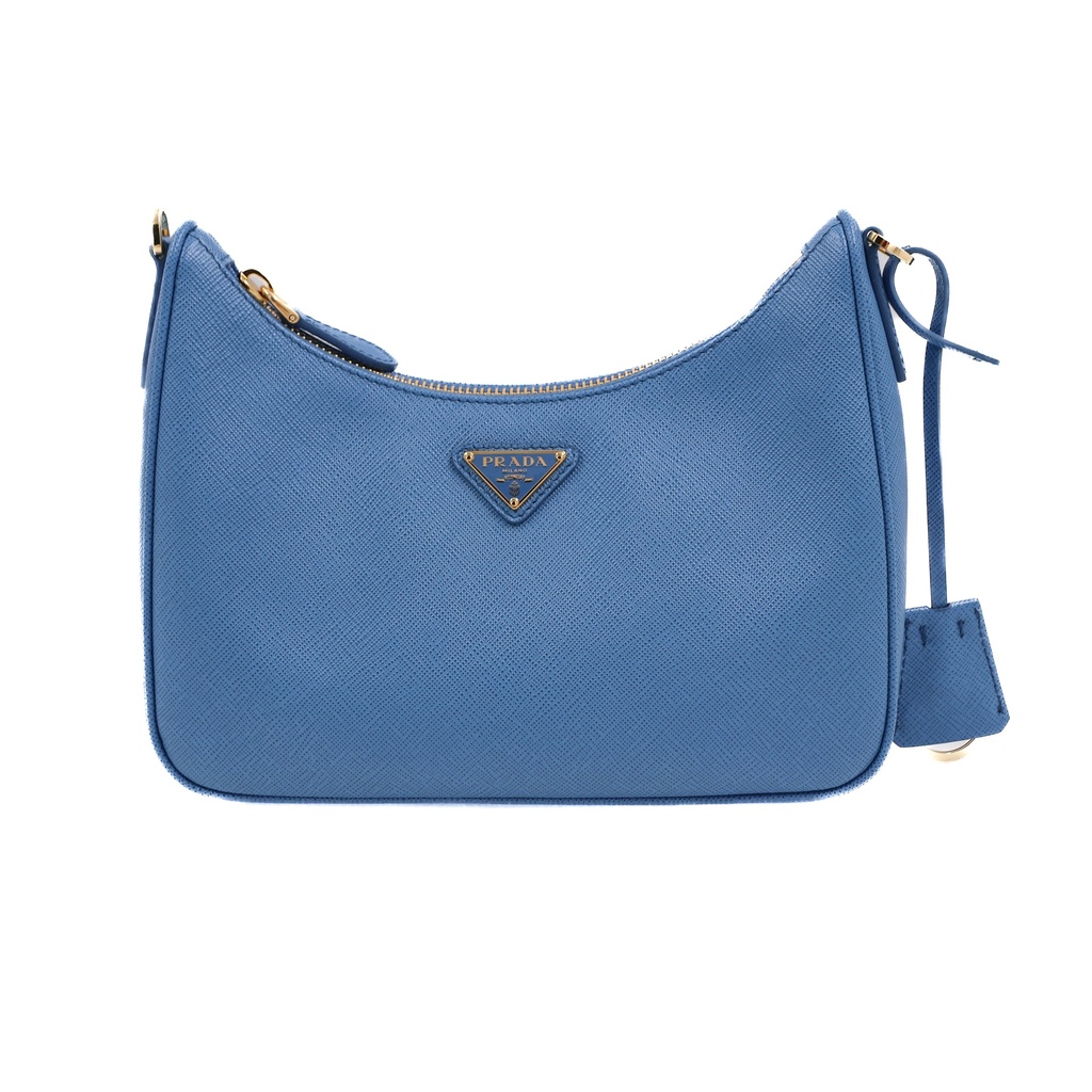 Prada Enameled Metal Triangle Re-Edition Blue 2005