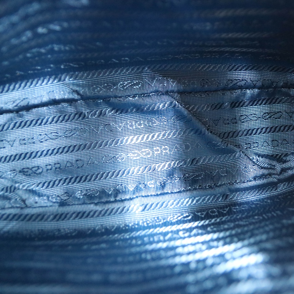 Prada Enameled Metal Triangle Re-Edition Blue 2005