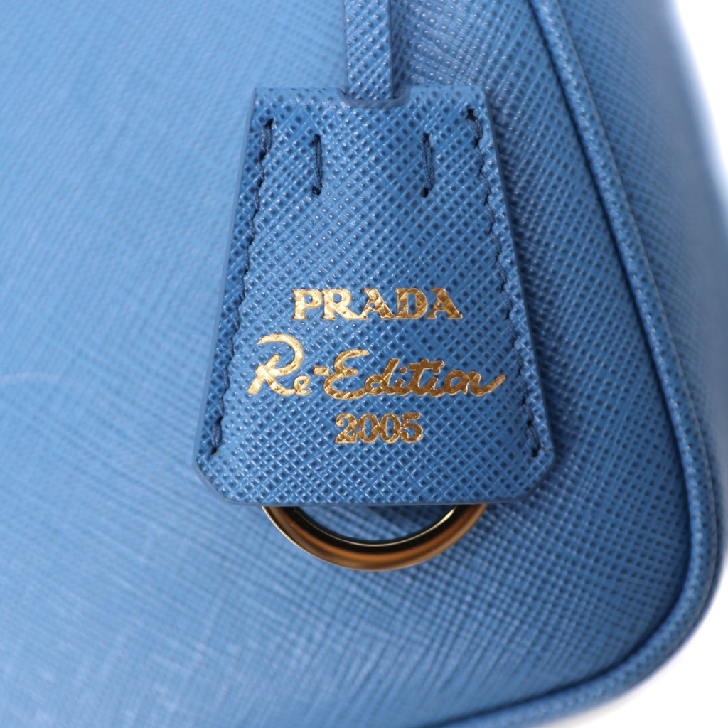 Prada Enameled Metal Triangle Re-Edition Blue 2005