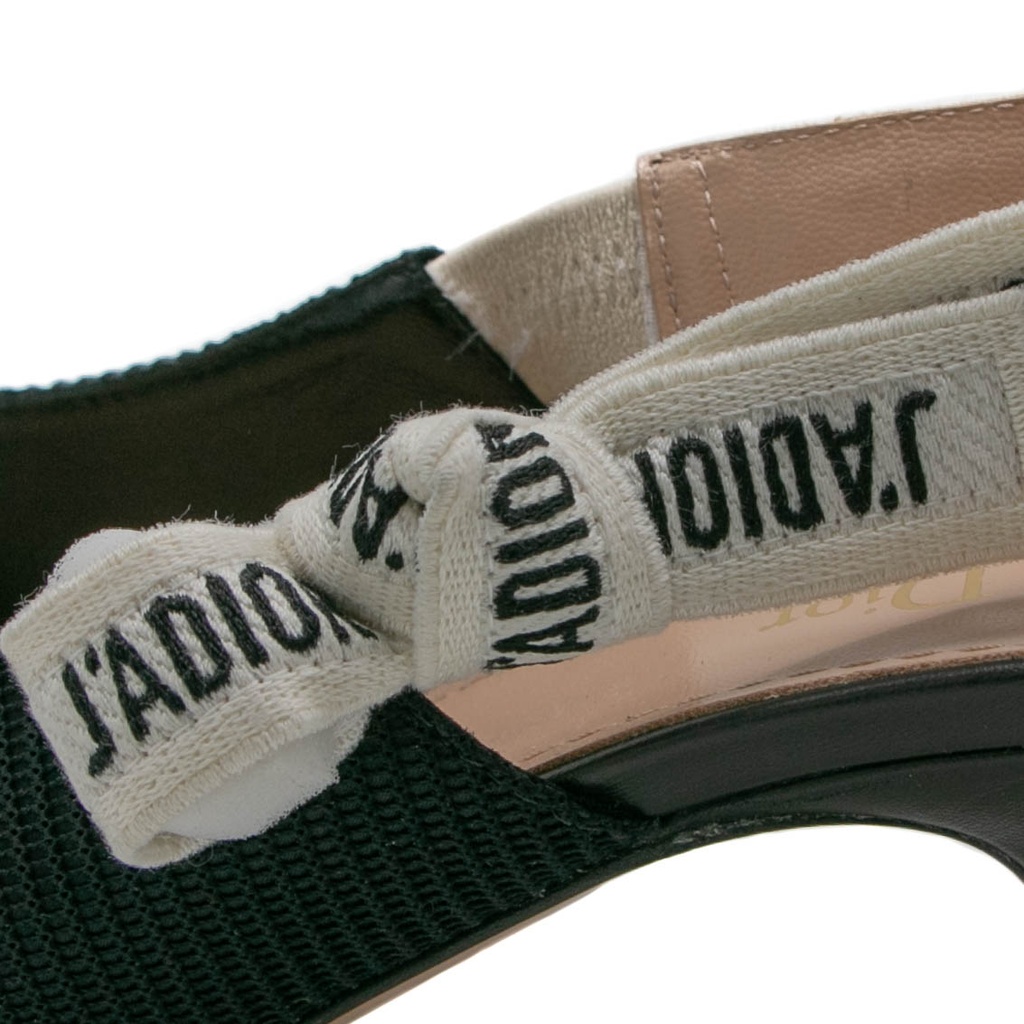 Christian Dior J'Adior Slingback Pump Black Technical Fabric In Size 38