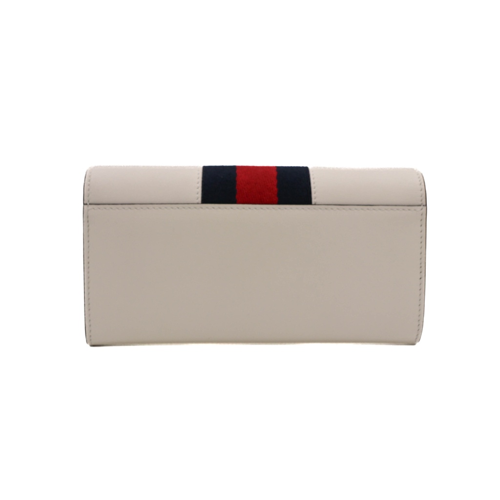 Gucci Sylvie Embroidered Leather Continental Wallet White