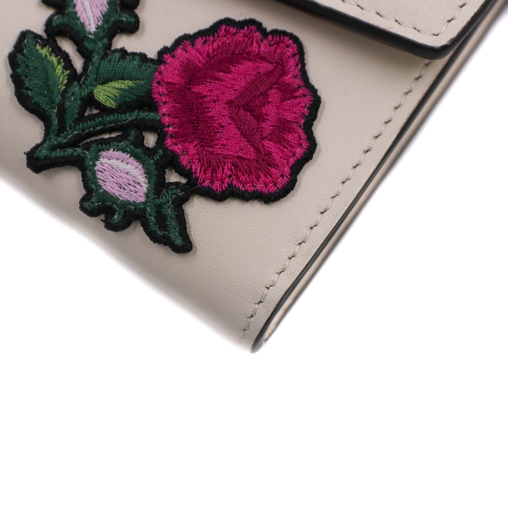 Gucci Sylvie Embroidered Leather Continental Wallet White