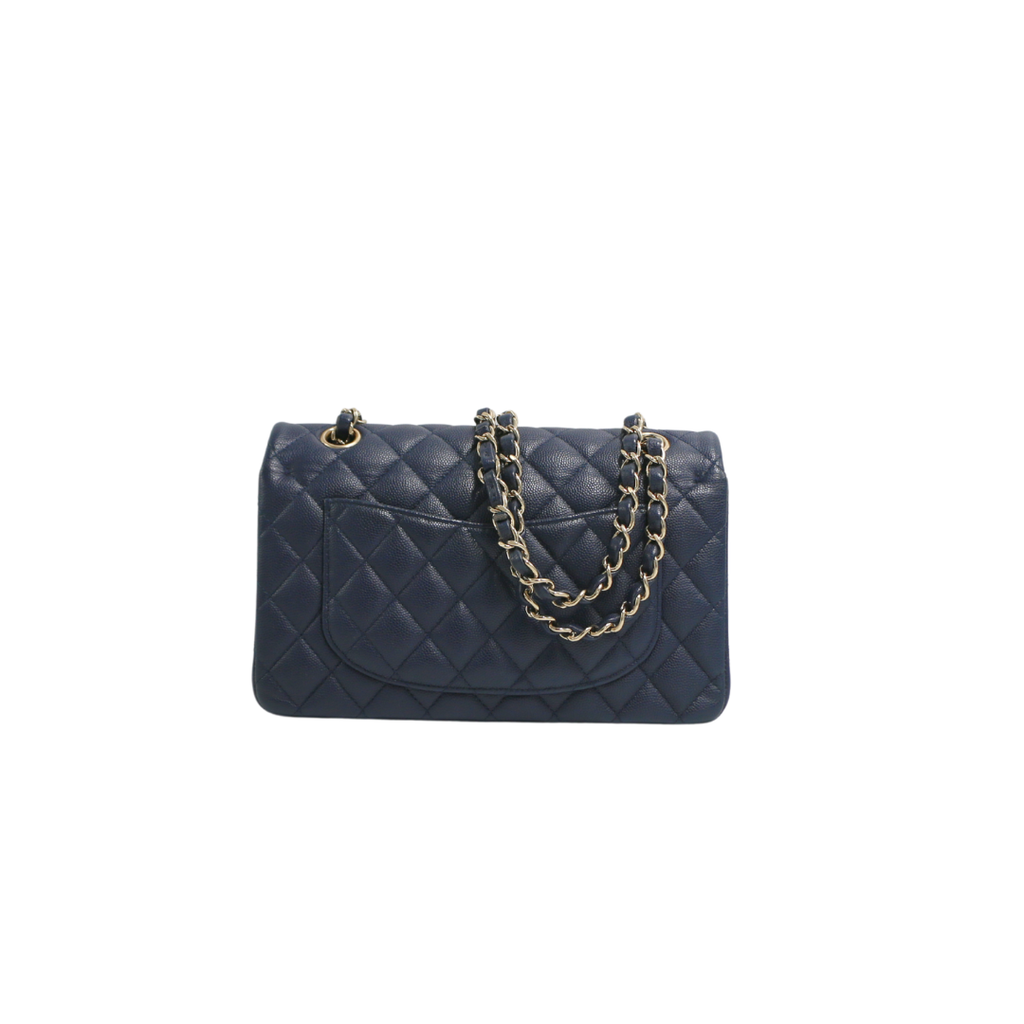 Chanel Classic Caviar Double Flap Small Navy Blue