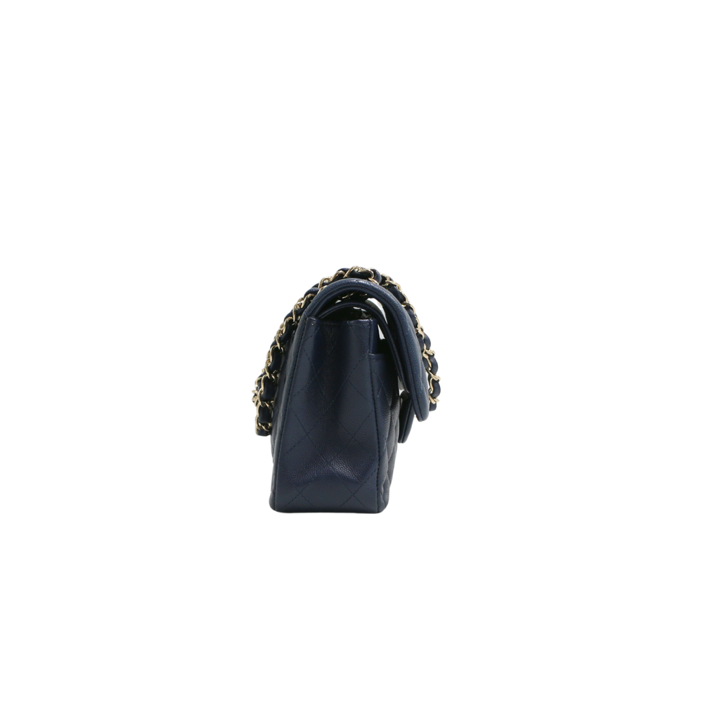 Chanel Classic Caviar Double Flap Small Navy Blue