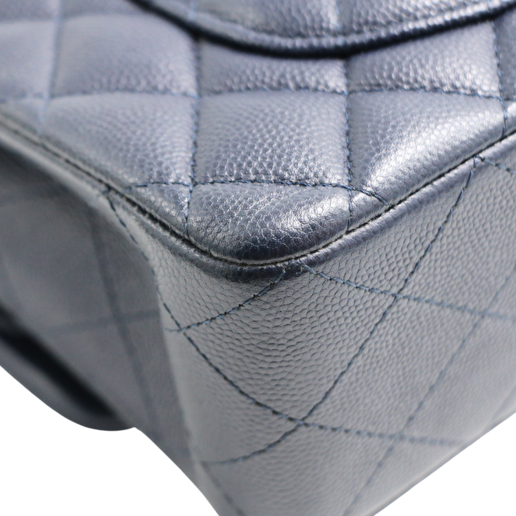 Chanel Classic Caviar Double Flap Small Navy Blue