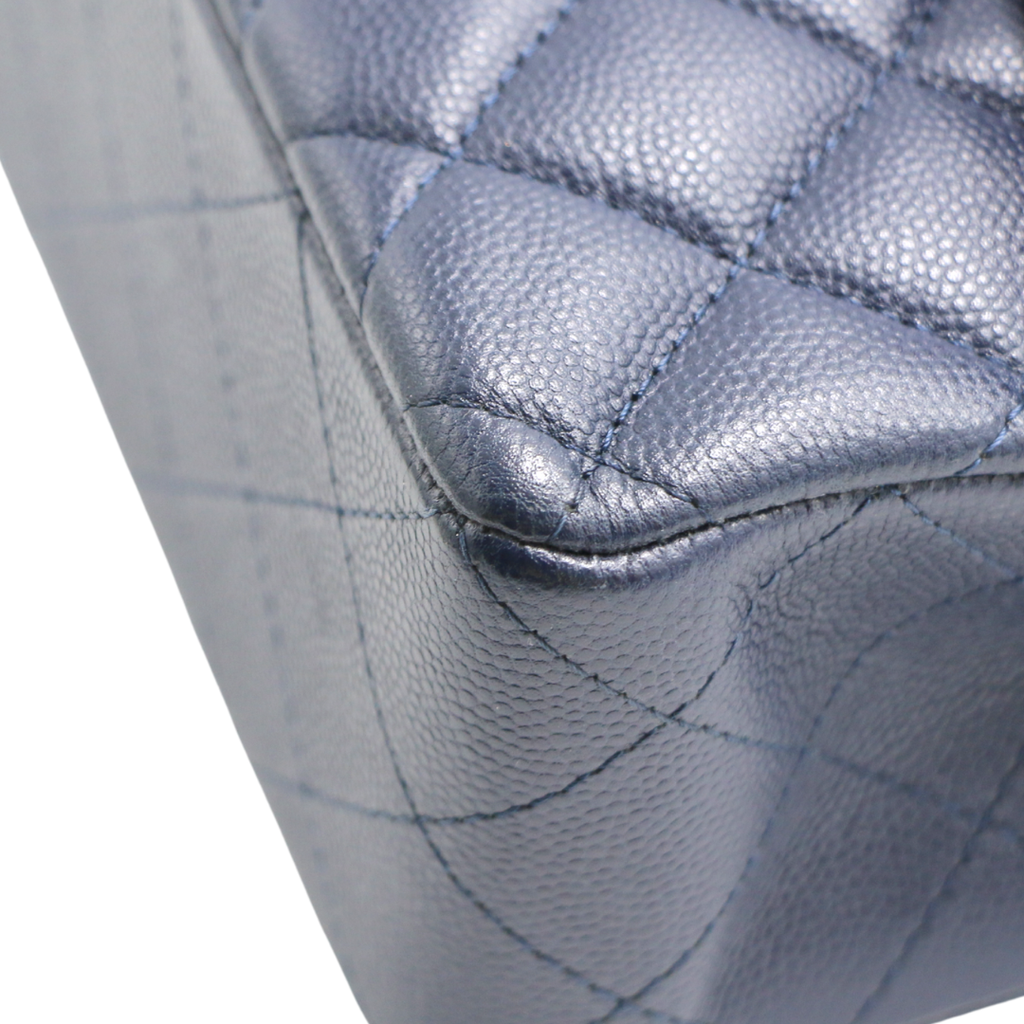 Chanel Classic Caviar Double Flap Small Navy Blue