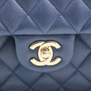 Chanel Classic Caviar Double Flap Small Navy Blue