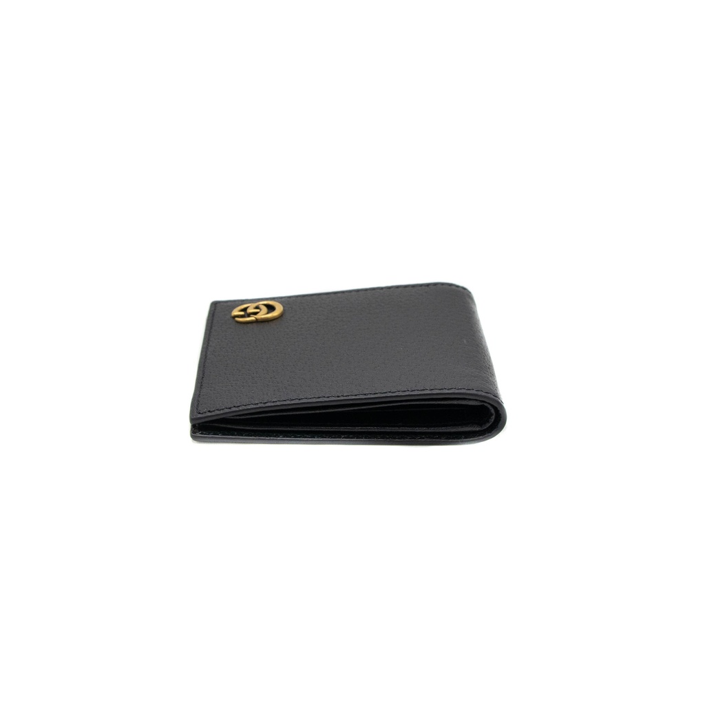Gucci Calfskin Boar Effect GG Marmont Bi-Fold Wallet Black 428726