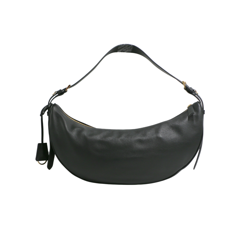 Prada Demi-Lune Large Leather Shoulder Bag Black