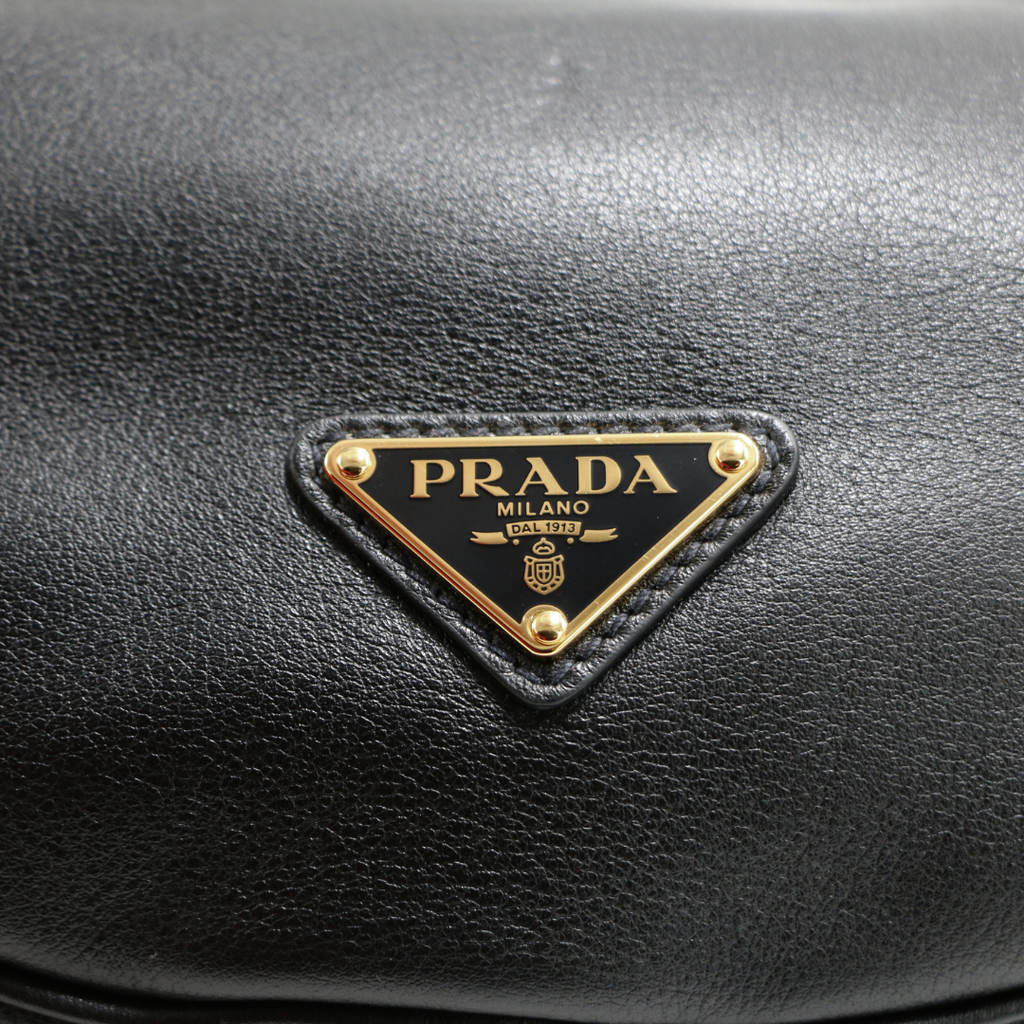 Prada Demi-Lune Large Leather Shoulder Bag Black