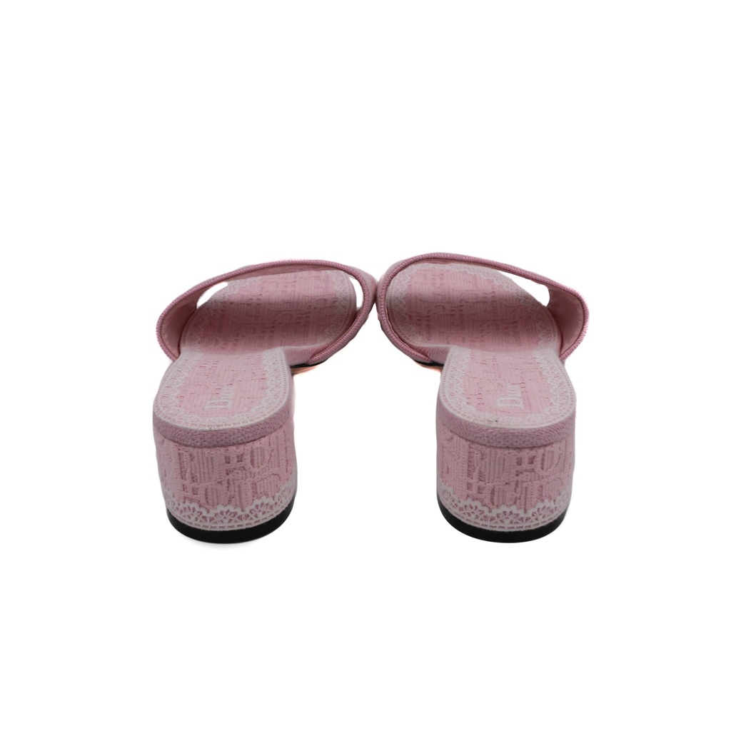 Christian Dior Dway Heeled Slide Pink In Size 37 1/2
