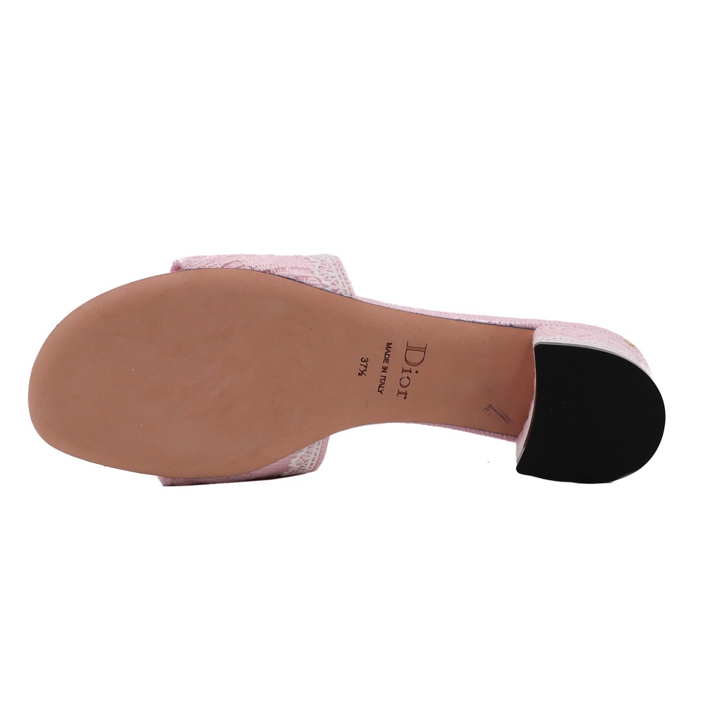 Christian Dior Dway Heeled Slide Pink In Size 37 1/2