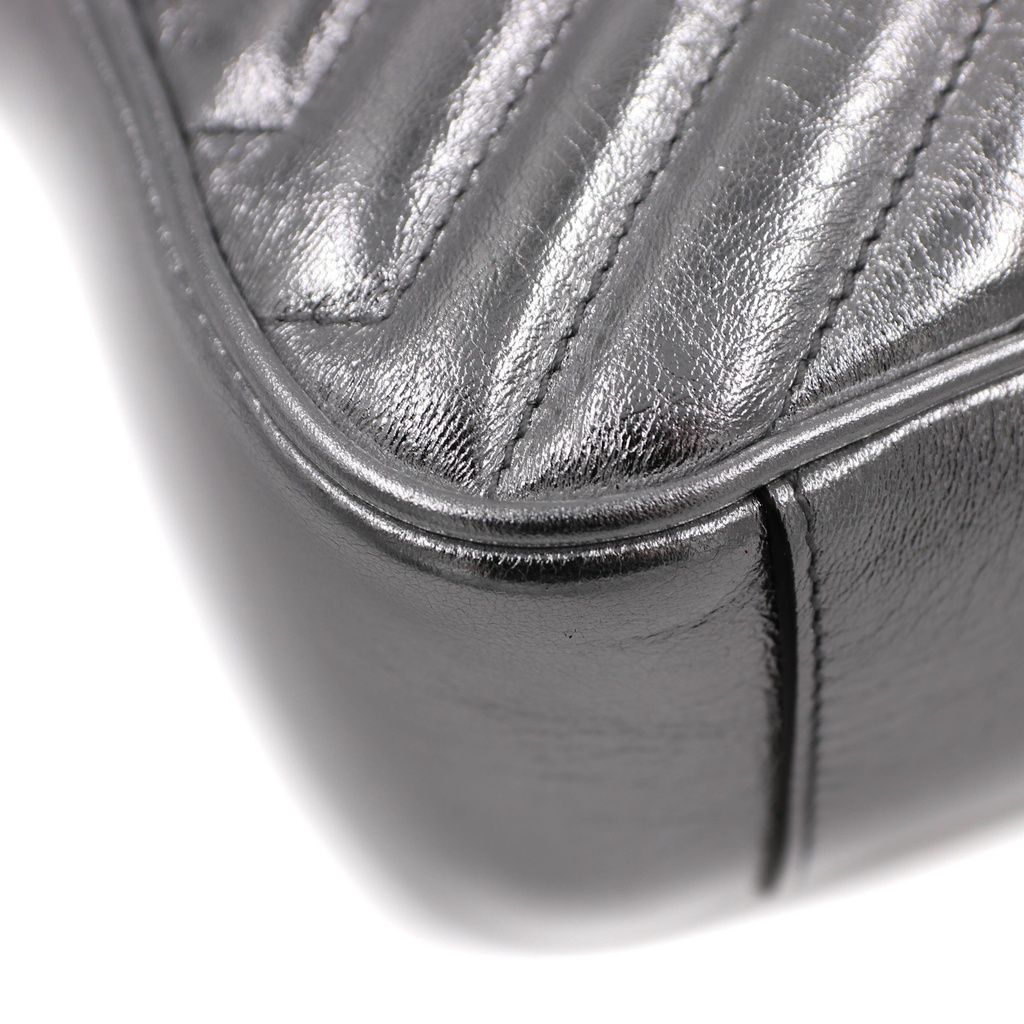 Gucci GG Marmont Small Shoulder Bag Matelassé Silver 443497