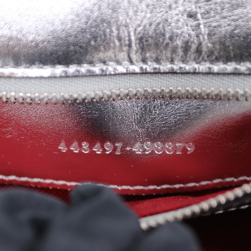 Gucci GG Marmont Small Shoulder Bag Matelassé Silver 443497