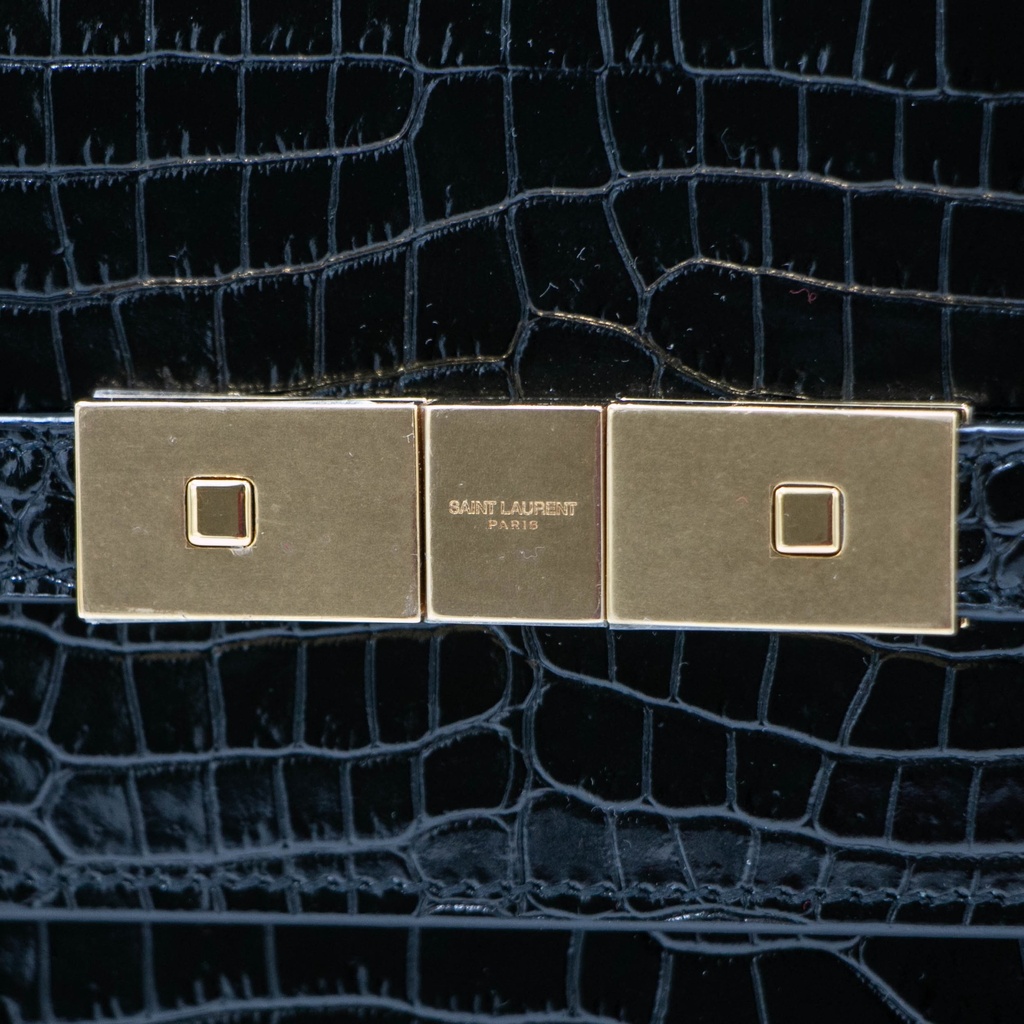 Saint Laurent Manhattan Embossed Shoulder Bag Black