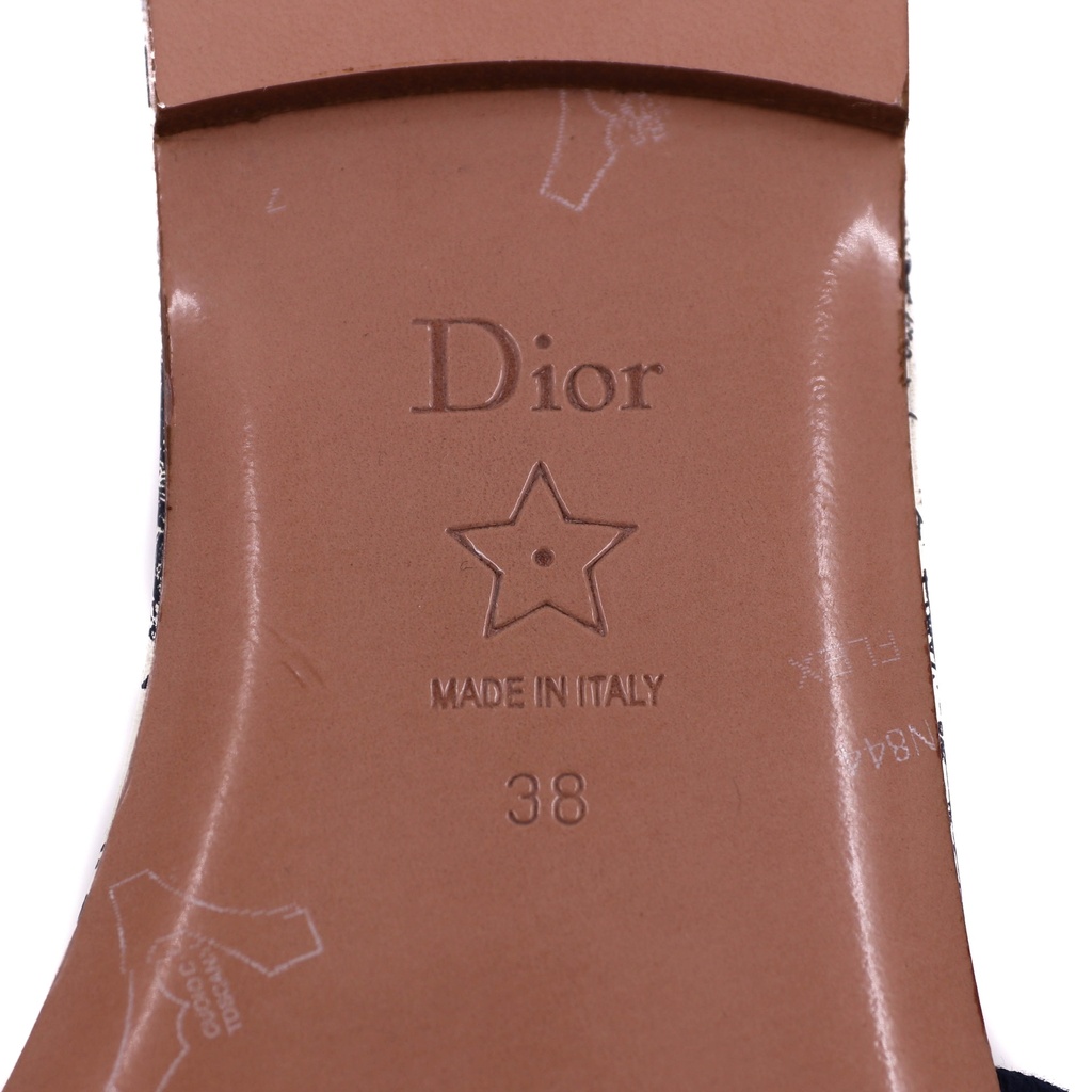 Christian Dior Dway Slide Blue Toile de Jouy Embroidered Cotton 38