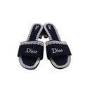 Christian Dior Dway Heeled Slide Blue and White In Size 37 1/2
