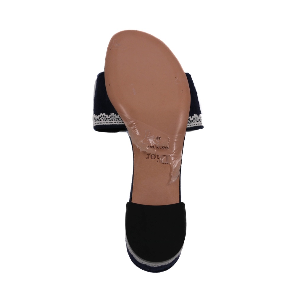 Christian Dior Dway Heeled Slide Blue and White In Size 39