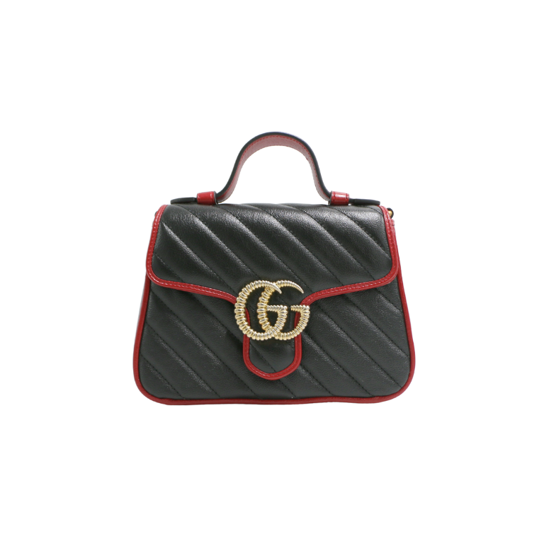 Gucci GG Marmont Mini Top Handle Black and Red Bag 583571