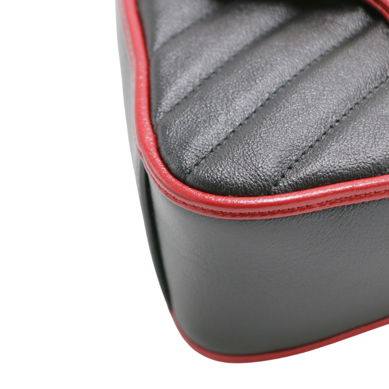 Gucci GG Marmont Mini Top Handle Black and Red Bag 583571