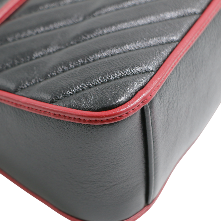 Gucci GG Marmont Mini Top Handle Black and Red Bag 583571