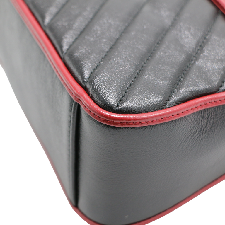 Gucci GG Marmont Mini Top Handle Black and Red Bag 583571